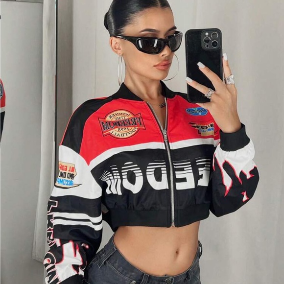 Motto Graphic Bomber Jacket ❤️ - Picture 2 of 4